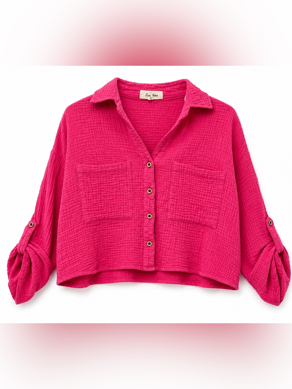 Love Notes Hot Pink Cotton Gauze Button-Front Shirt